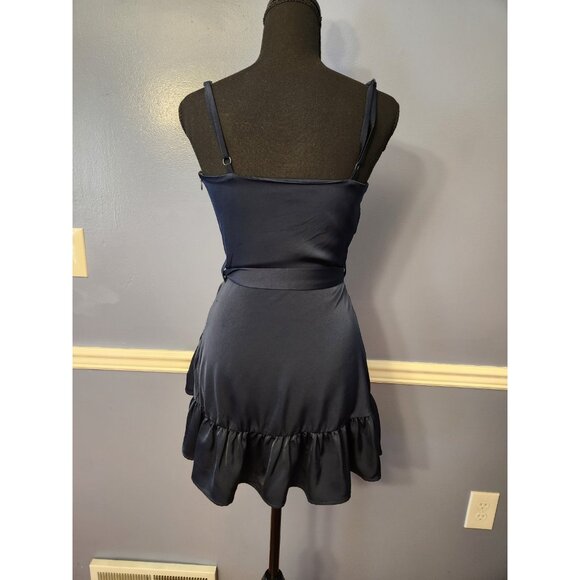 Studio 19 Navy Dress Spaghetti Strap Size XS Summer Ruffle Above knee - Picture 4 of 6